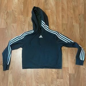 ADIDAS Cropped Hoodie Gray Olive Green Size XS